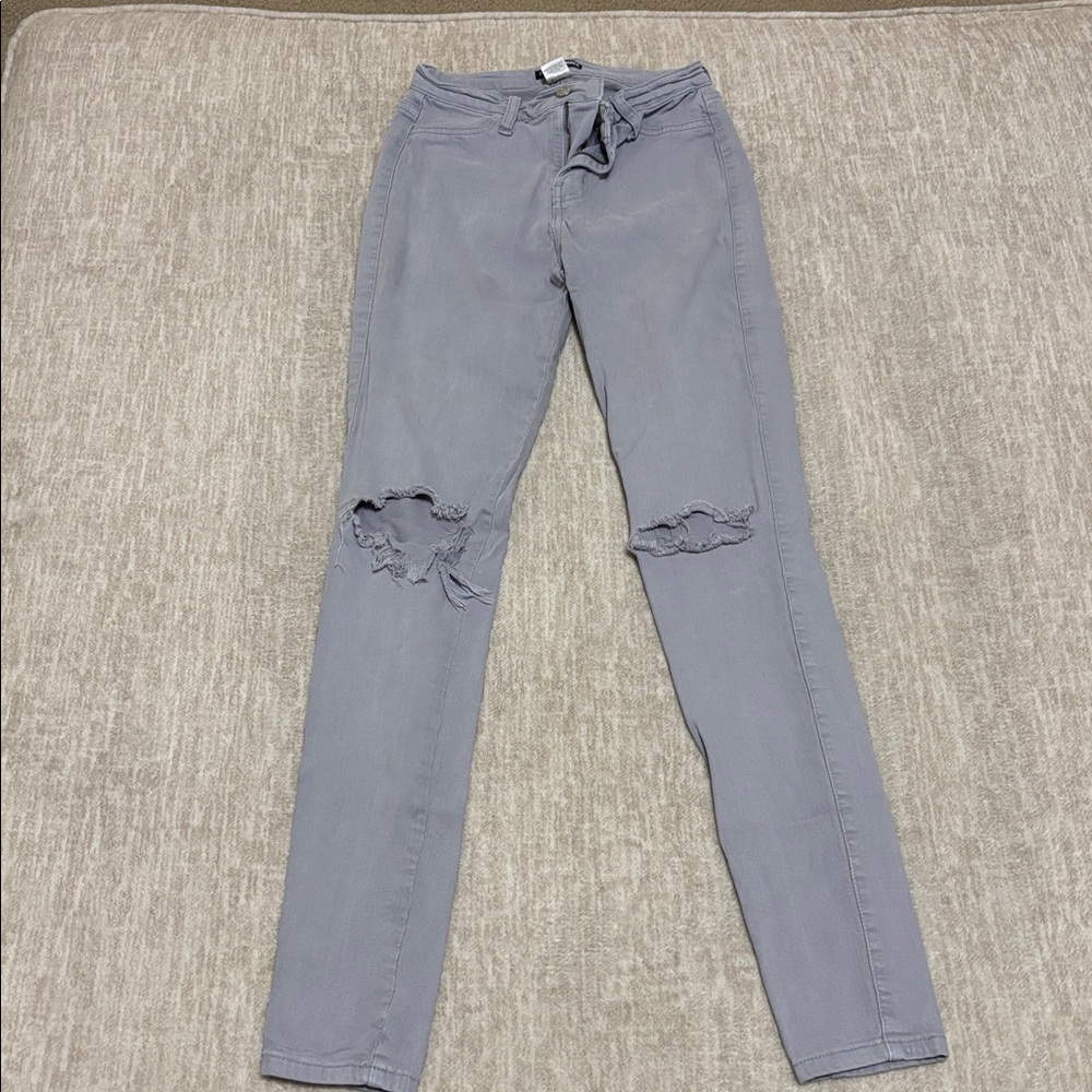 Gray Distressed Skinny Jeans